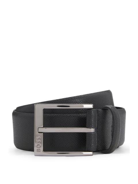 ITALIAN-LEATHER BELT WITH BRANDED BUCKLE