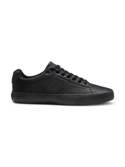 FAUX-LEATHER TRAINERS WITH PLAIN AND GRAINED TEXTURES