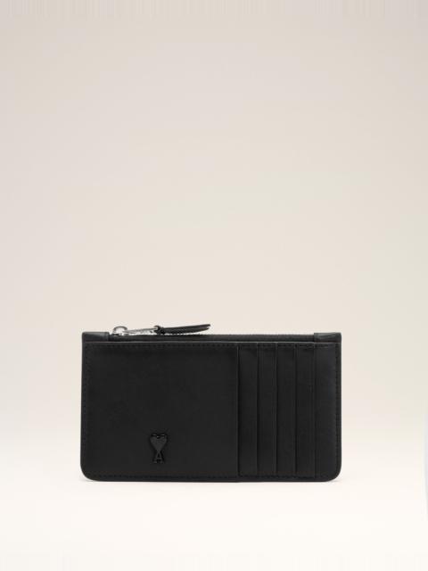 BLACK SMOOTH LEATHER AMI DE COEUR ZIPPED CARD HOLDER