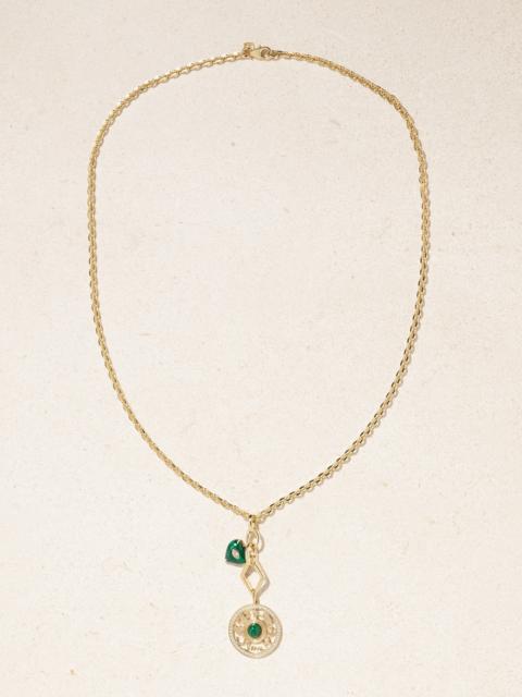 Open Icon 14-karat Gold, Malachite And Diamond Necklace