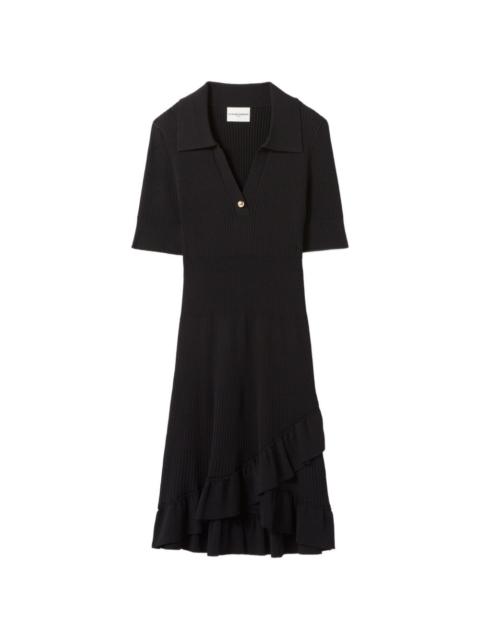 ruffled polo knitted dress
