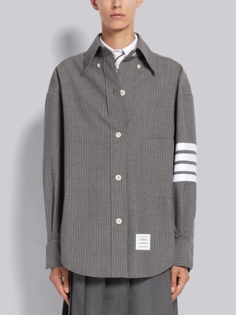 Medium Grey Cashmere Seersucker 4-Bar Supersized Shirt