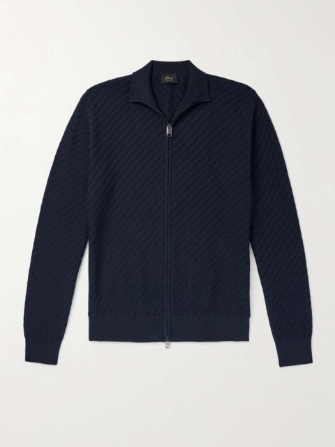 Cotton, Silk and Cashmere-Blend Zip-Up Sweater