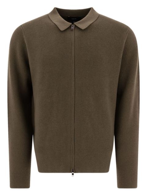 zip-fastening ribbed cardigan