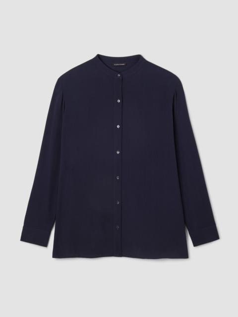 Silk Georgette Crepe Band Collar Shirt