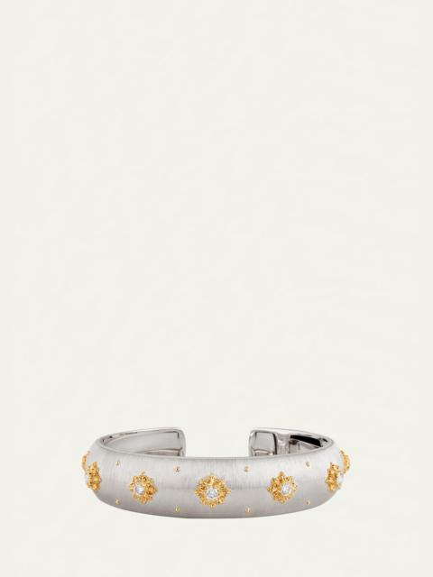 18K White Gold Macri Classica Cuff Bracelet with Diamonds