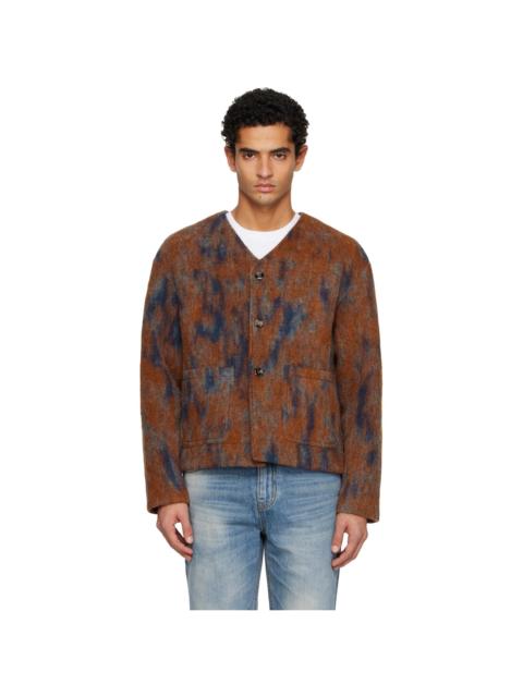 Orange & Navy V-Neck Cardigan