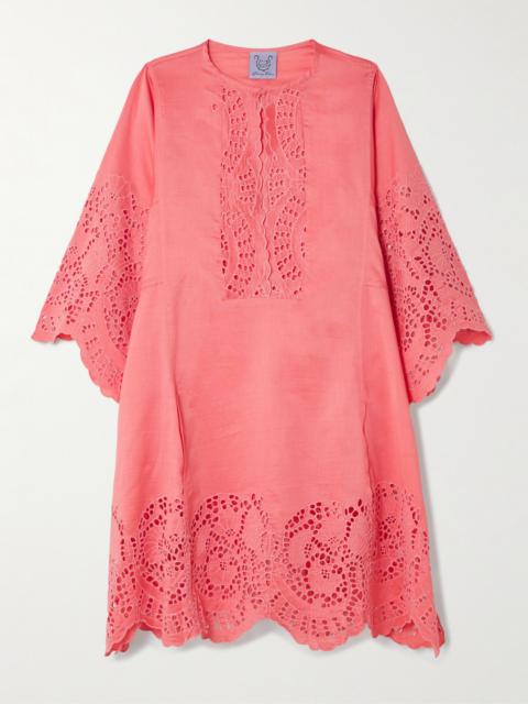 Rachel Broderie Anglaise Cotton And Silk-blend Kaftan