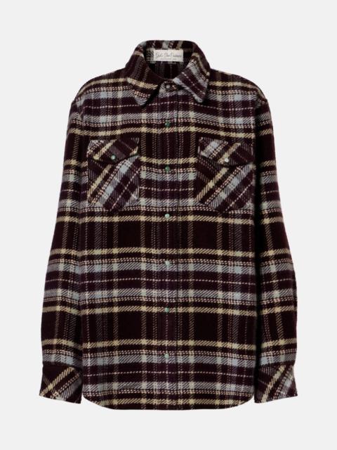 Plaid cashmere shirt with emeralds