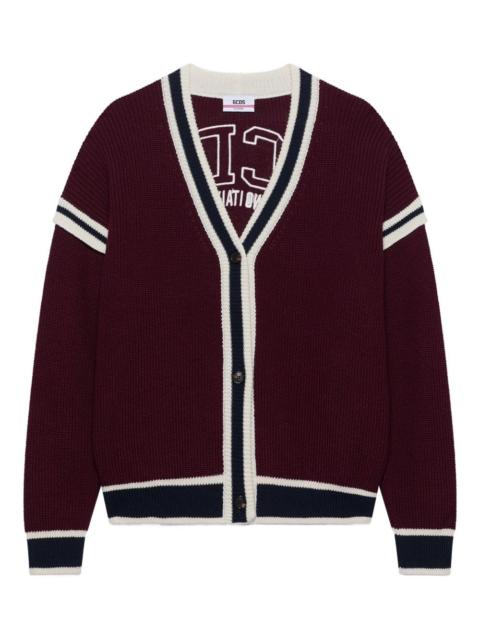 striped button cardigan