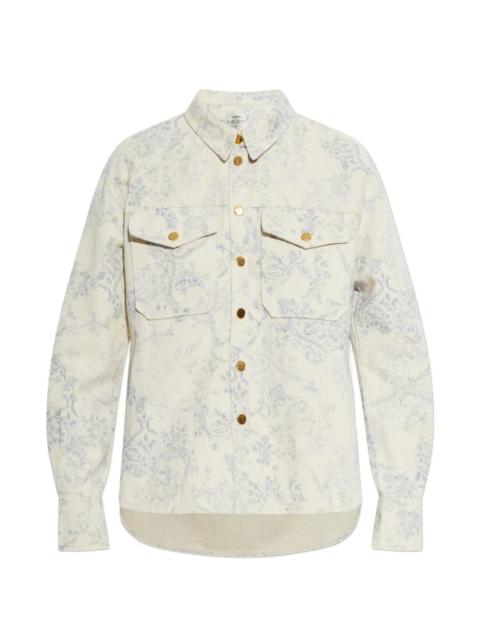 floral-print front-pockets shirt