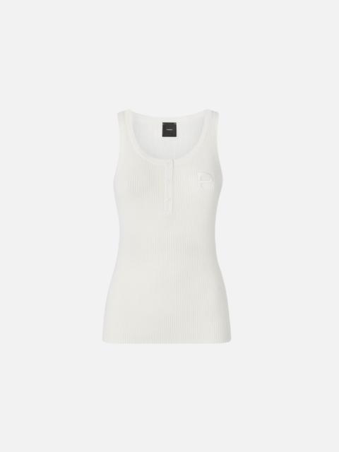 RIBBED SLEEVELESS TOP WITH MONOGRAM