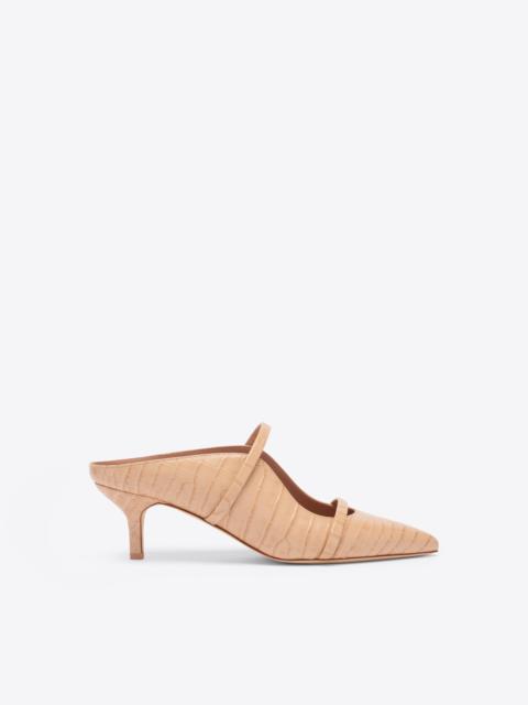 Maureen 45 Buff Embossed Leather Kitten Heels