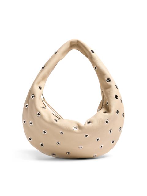 Olivia Medium Grommet Leather Hobo Bag neutral