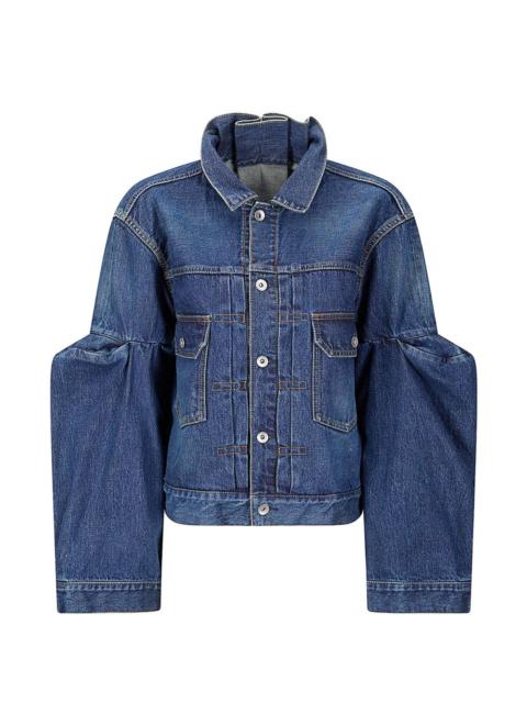 puff-sleeve denim jacket