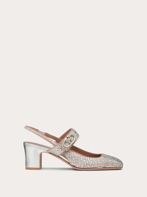 VLOGO LOCKER MARY-JANE SLINGBACK PUMPS IN WHITE CALFSKIN 65 MM