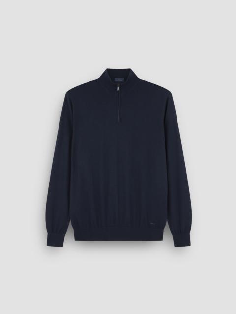 ULTRAFINE MERINO WOOL HALF-ZIP SWEATER WITH SHARK EMBROIDERY