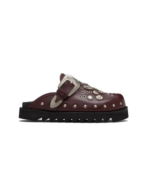SSENSE Exclusive Burgundy Eyelet Metal Sabot Loafers