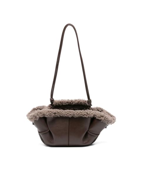 leather shearling tote bag