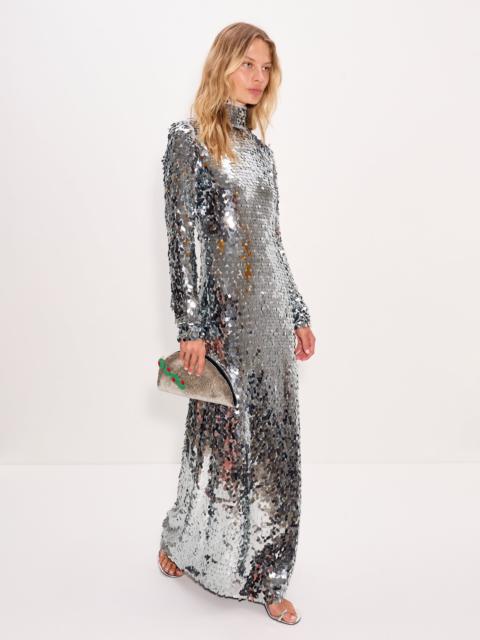 Sculpty Sequin Dress In Satellite Silver