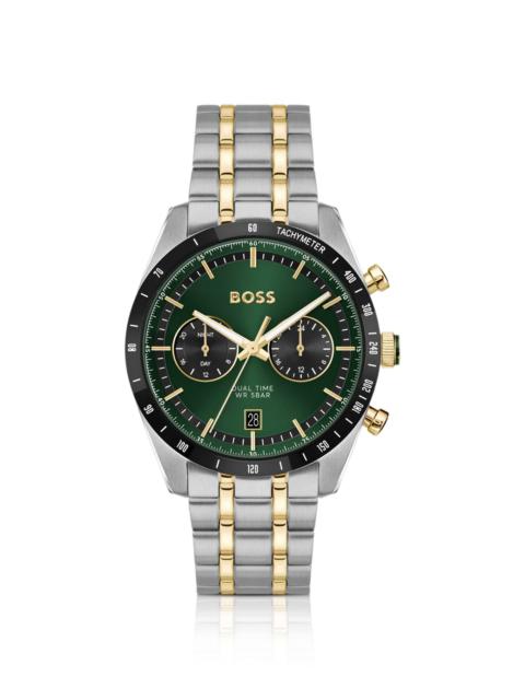 GREEN-DIAL WATCH WITH GOLD-EFFECT BRACELET