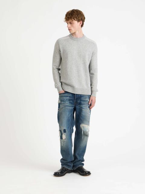MENS RAGLAN JUMPER IN MID GREY MELANGE