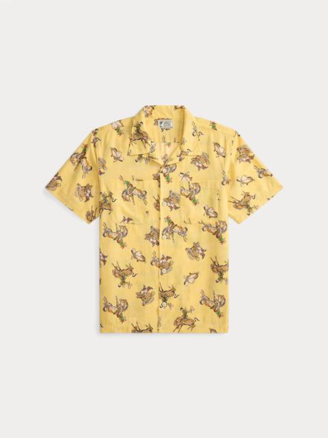 Western-Print Linen-Cotton Camp Shirt