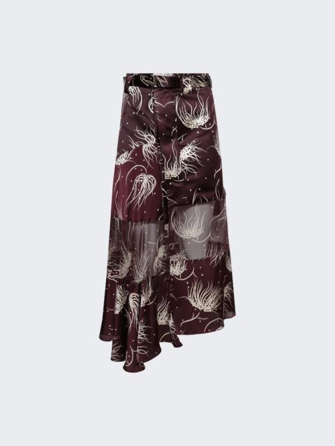 Dot Flower Print Skirt Bordeaux