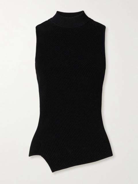 Asymmetric Ribbed-knit Tank