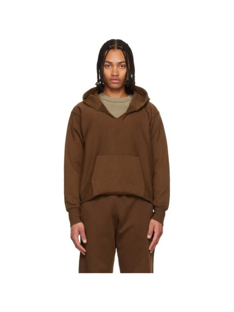 Brown Heavyweight Raw Cropped Hoodie