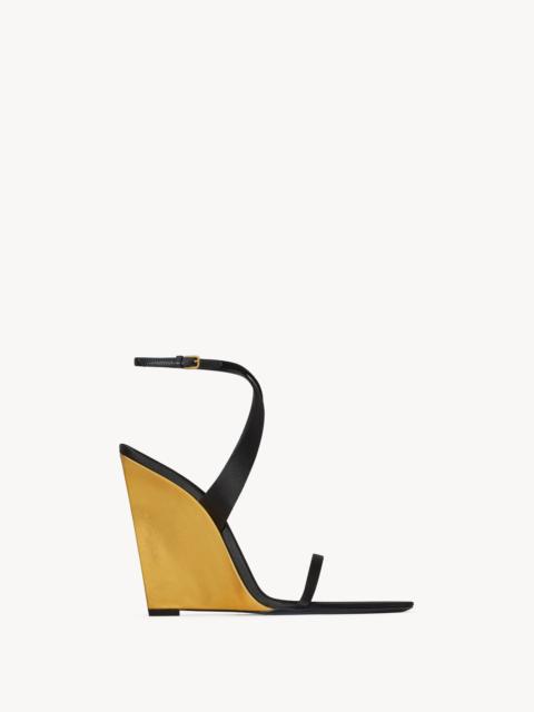 SALOMÉ WEDGES IN SATIN CREPE AND METALLIC LEATHER