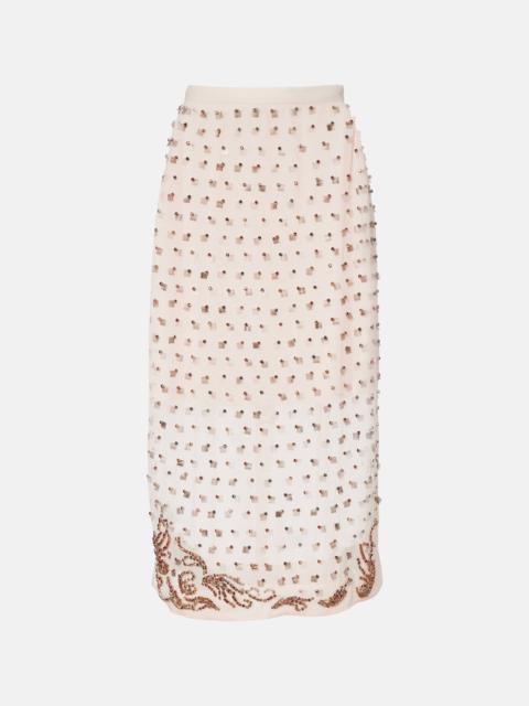 Embellished sheer midi skirt