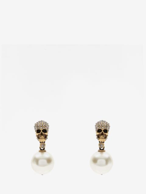 Pearl Pave Skull Earrings