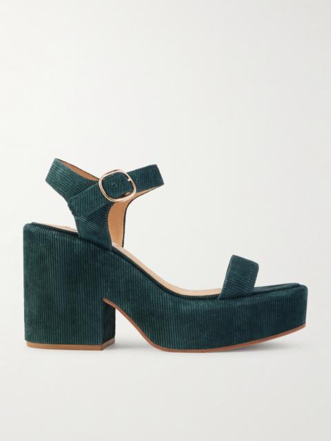 Iman Ribbed Suede Sandals