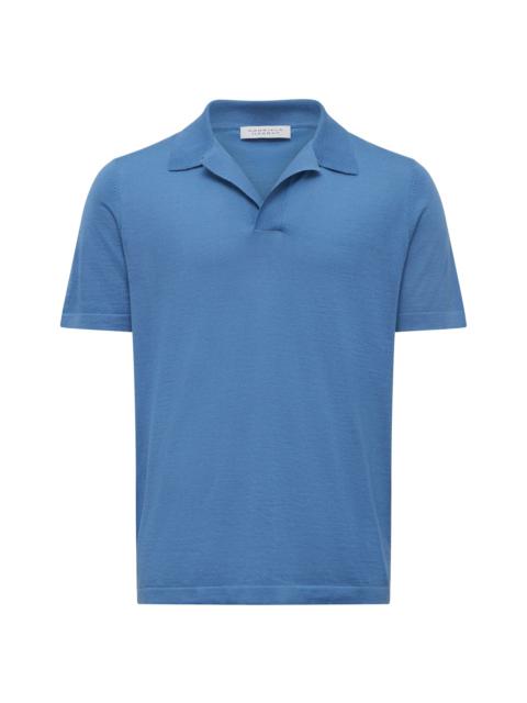 Stendhal Knit Short Sleeve Polo in Sky Cashmere