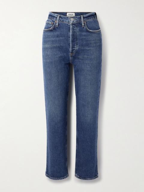 '90s Pinch Waist cropped high-rise straight-leg jeans Dark denim