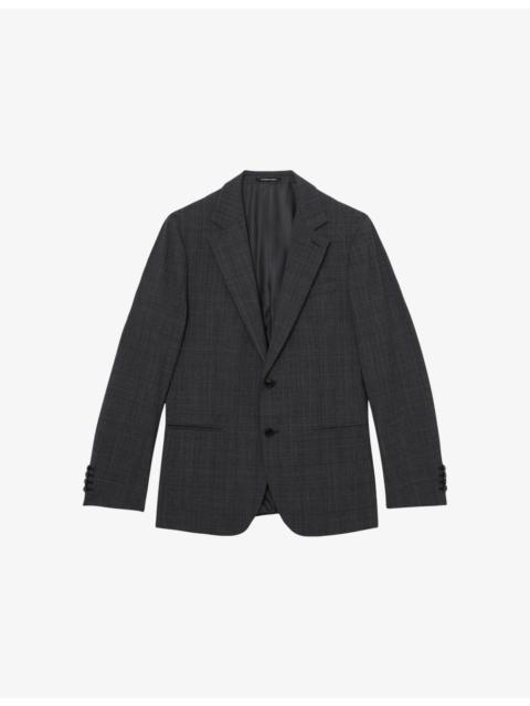 Single-Breasted Check Wool-Blend Blazer