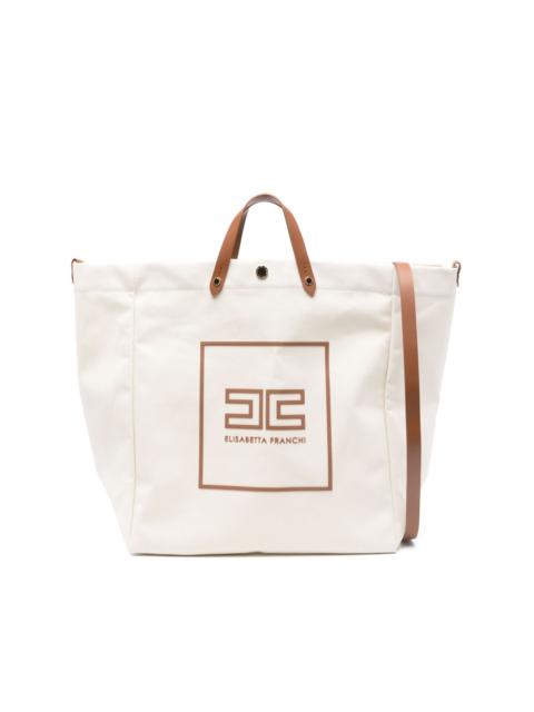 logo-print cotton tote bag