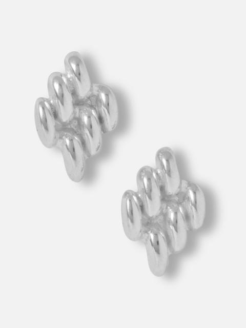 Mini Chain Link Earrings In Silver