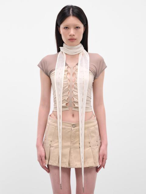 White Thorn Intarsia Knit Scarf