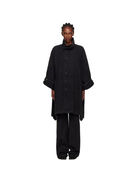 Black High Neck Denim Coat