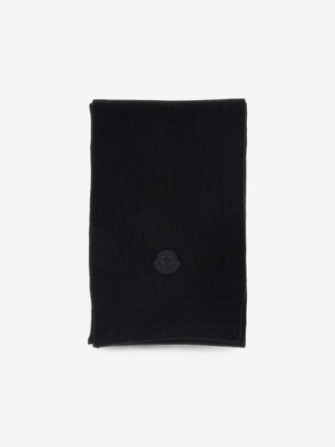 logo-patch ribbed scarf