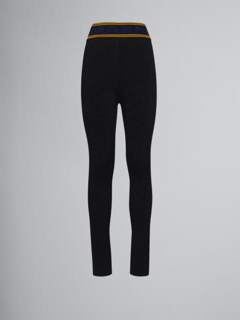 BLACK LEGGINGS WITH LOGO WAIST