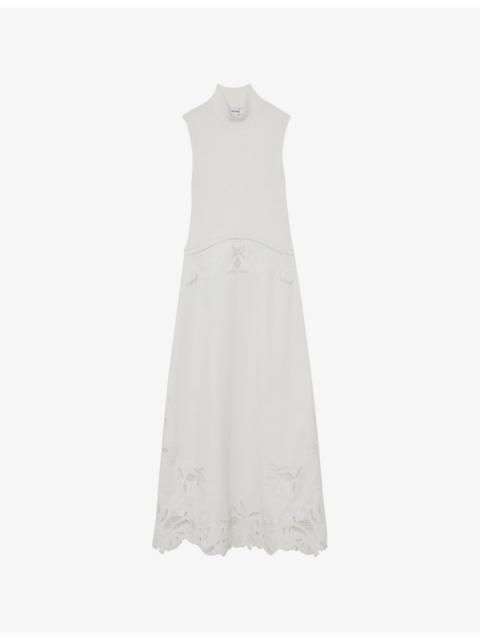 Phoenix Embroidered Sleeveless Knitted Midi Dress