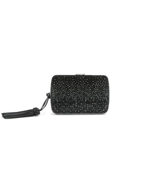 Black suede and strass clutch