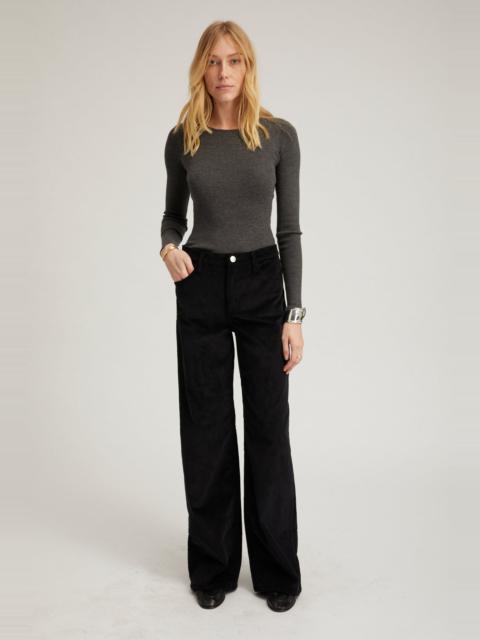 BLACK CORDUROY WIDE LEG TROUSERS