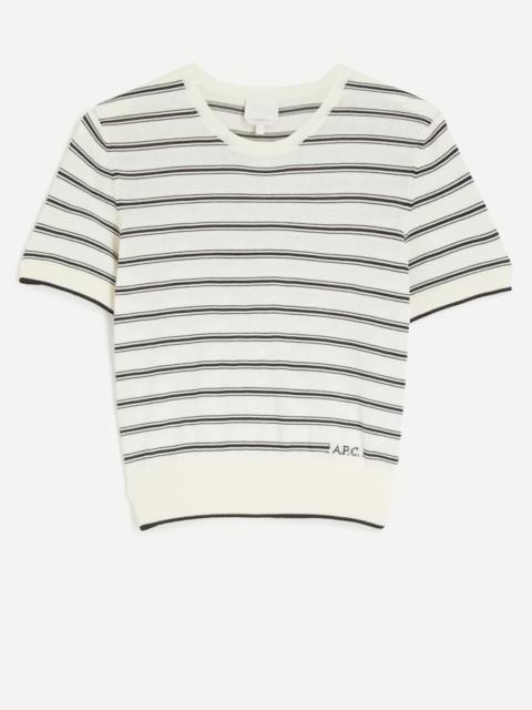 Short-Sleeve Striped Knit Top