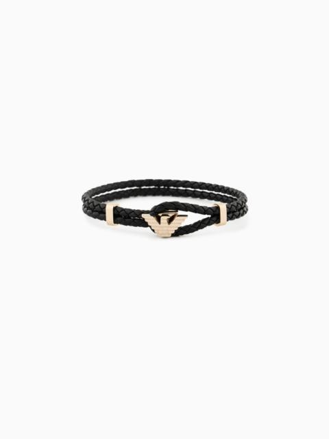 GOLD-TONE LEATHER ID BRACELET