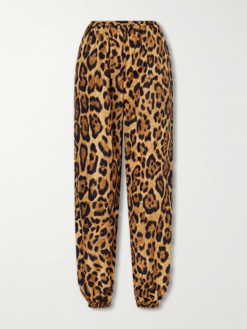 Leopard-print Tapered Shell Pants