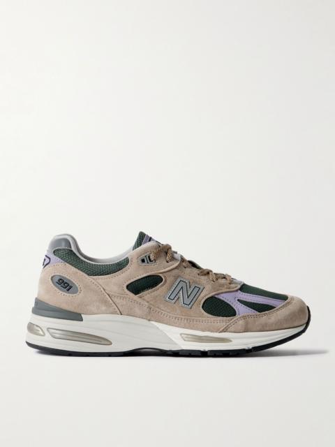 991v2 Suede, Leather and Mesh Sneakers Beige
